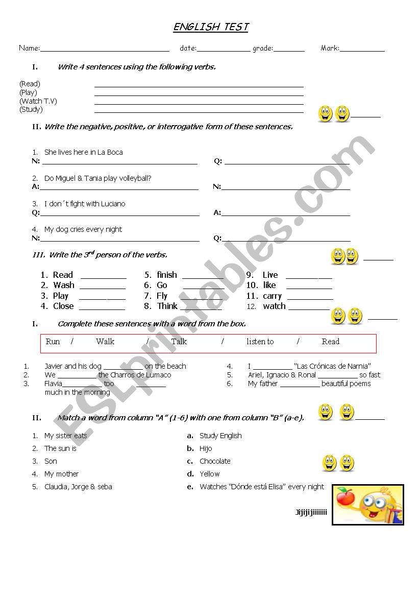 Present simple tense worksheet