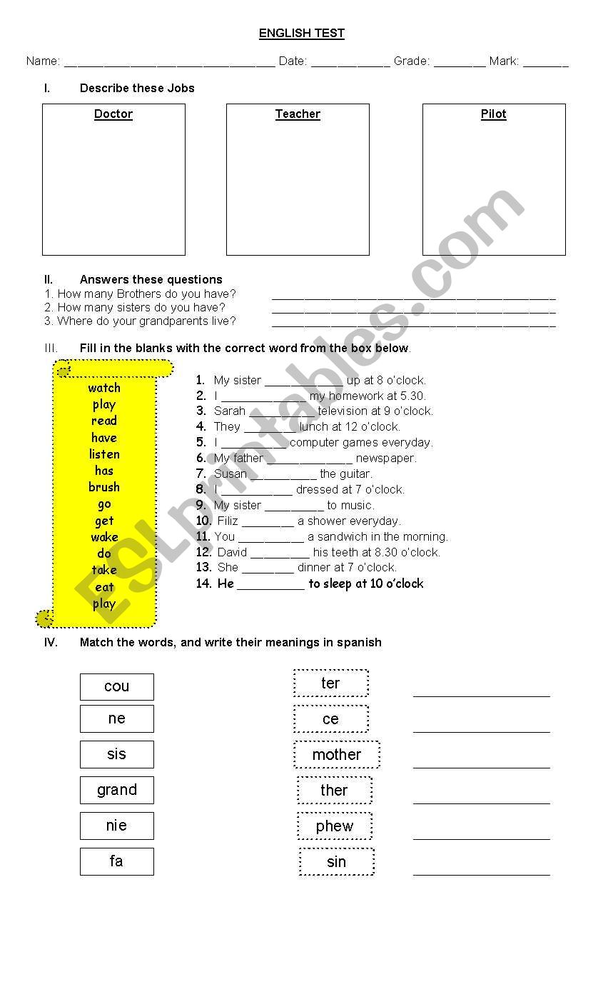 Present simple tense worksheet
