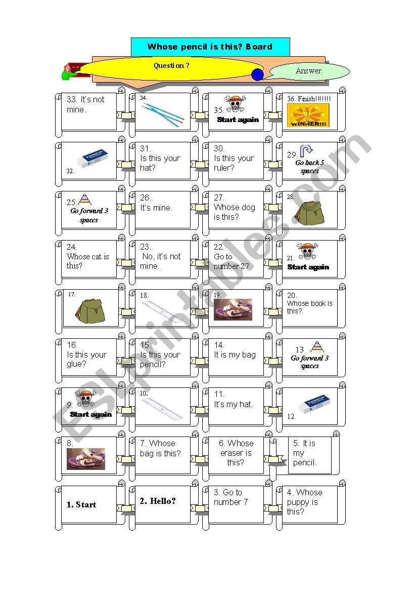 whose pencil is this? worksheet