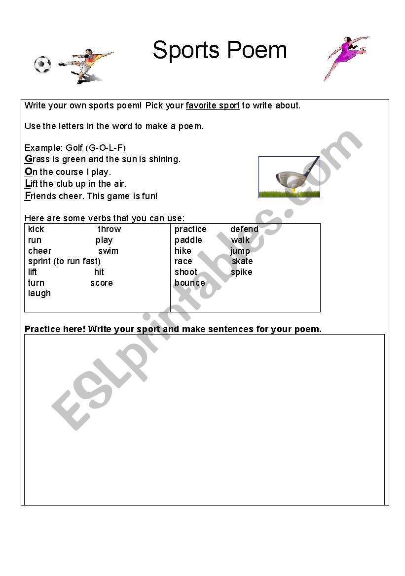 Sports Poetry 2 worksheet