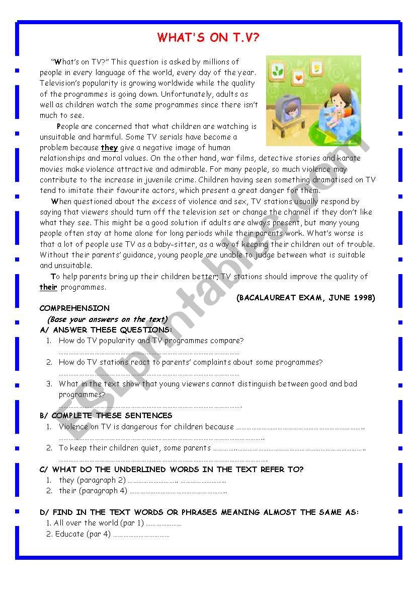 Whats on TV? worksheet