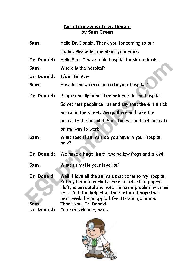Interview with a vet worksheet