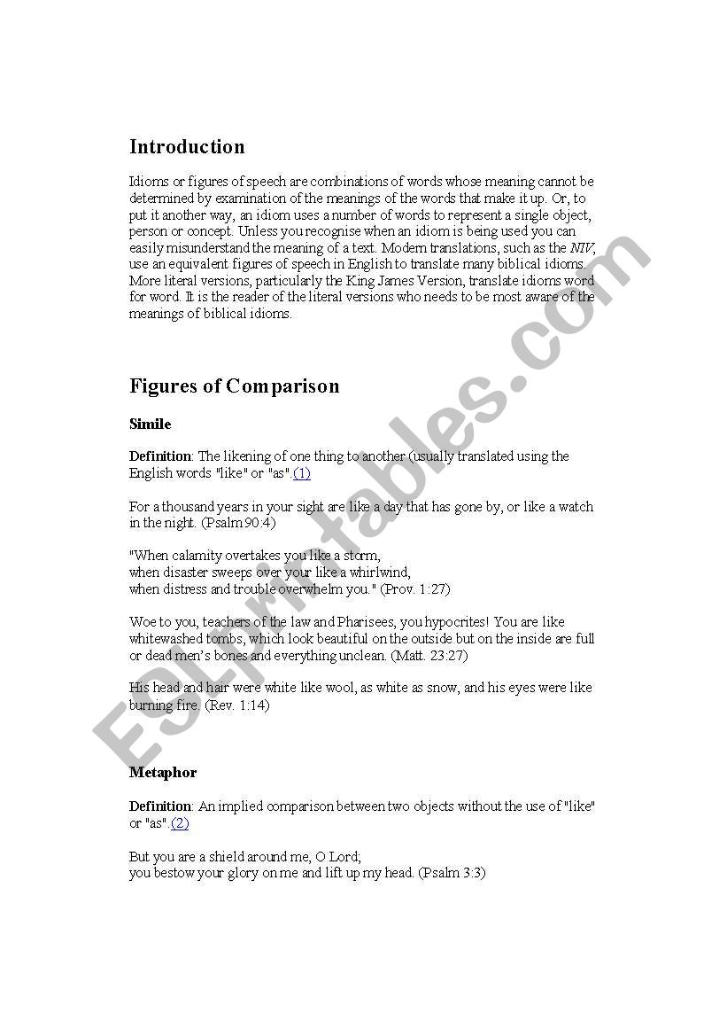 figures of speech worksheet