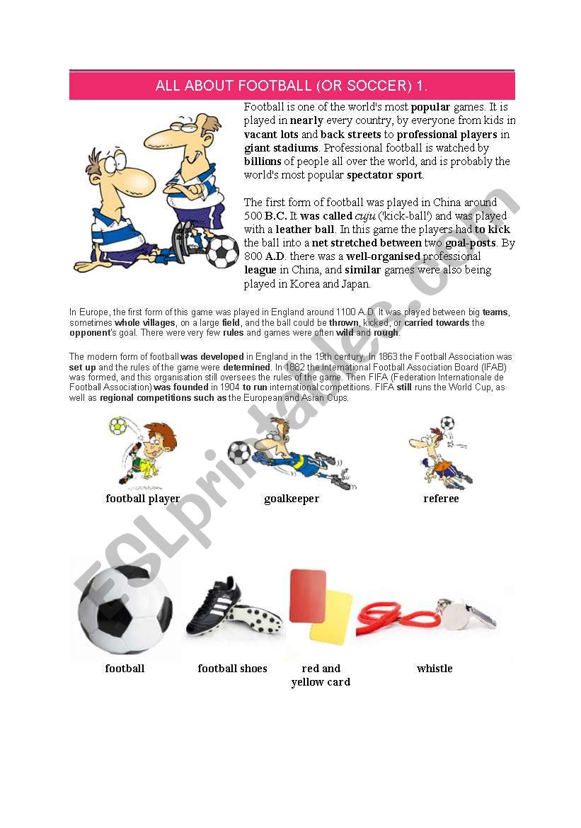 All about football worksheet