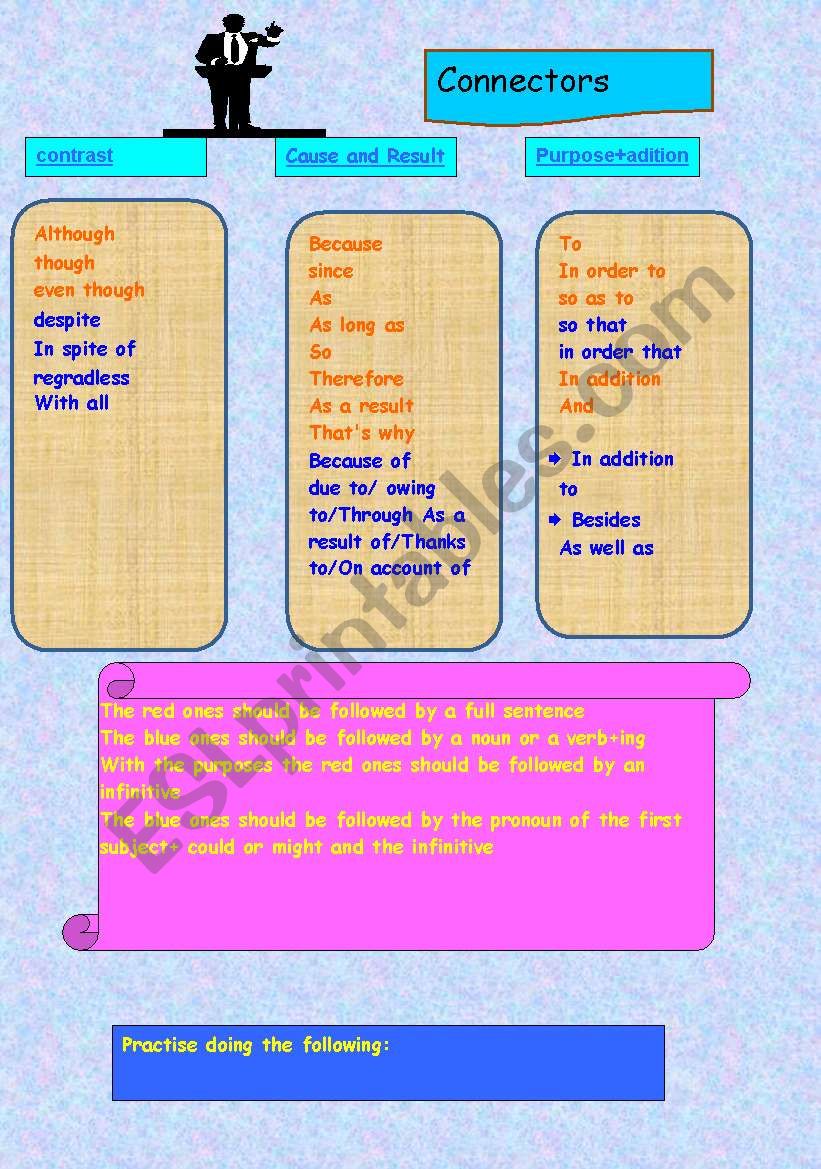 connctors-more practise worksheet