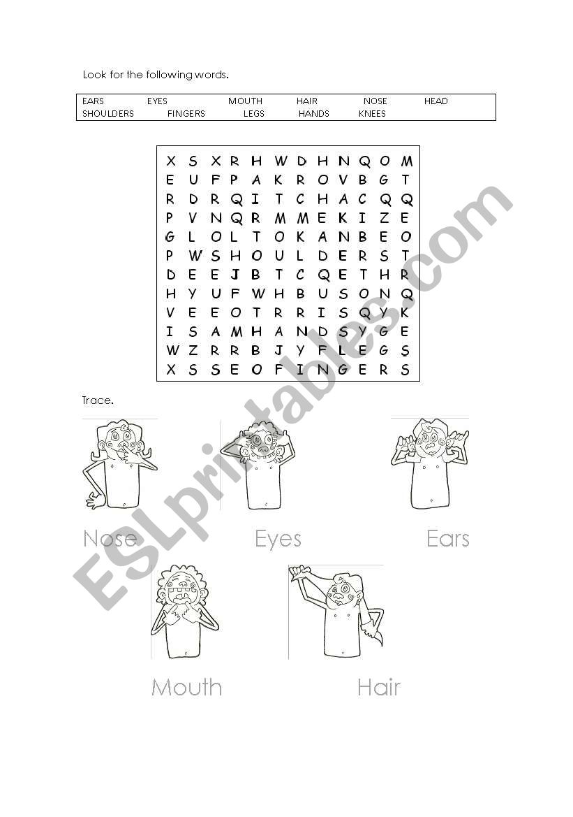 Parts of the body worksheet