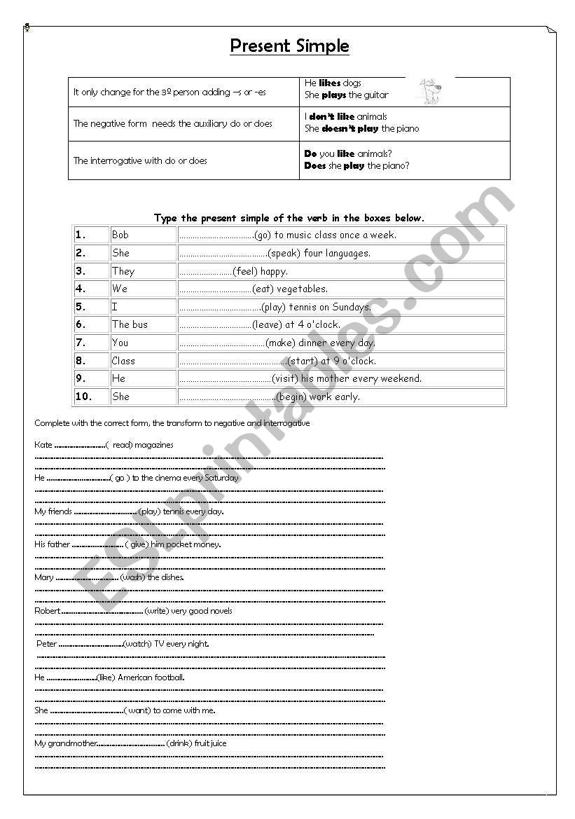 Present Simple worksheet