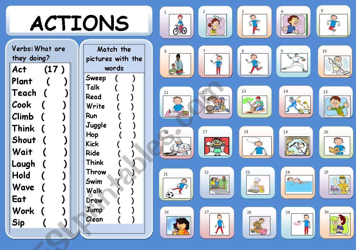 ACTION VERB worksheet