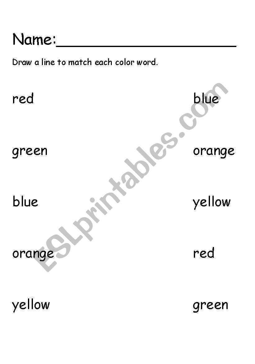 Color Word Match worksheet