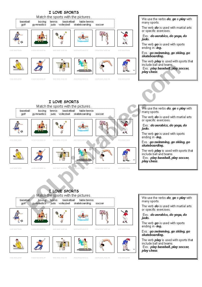 Sports worksheet