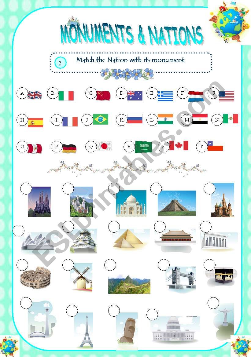Monuments & Nations - 2 worksheet