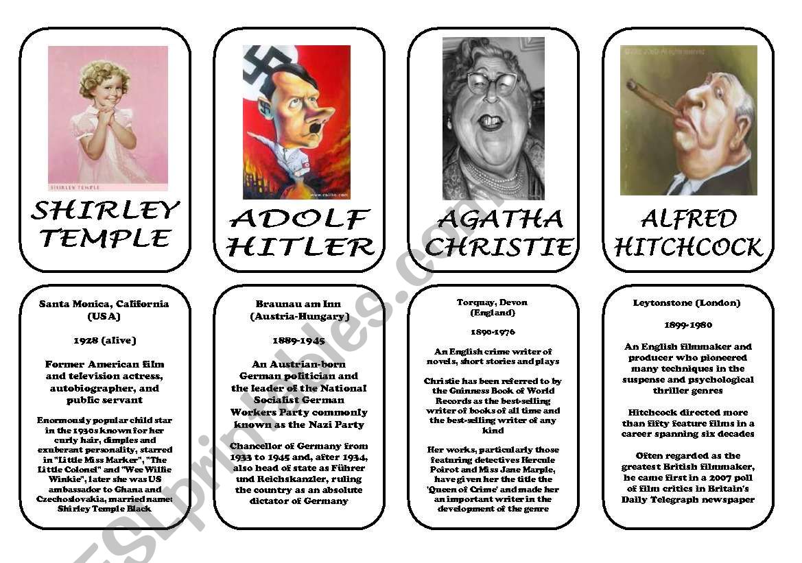 Famous people speaking cards (was,were) part 4