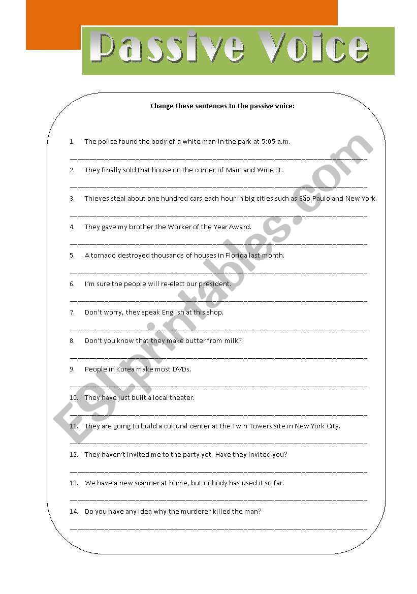 Passive Voice worksheet