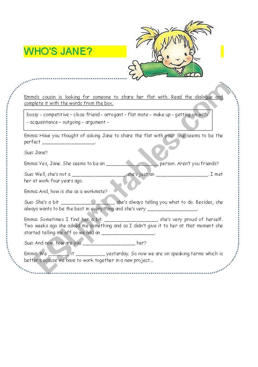 Whos Jane? worksheet