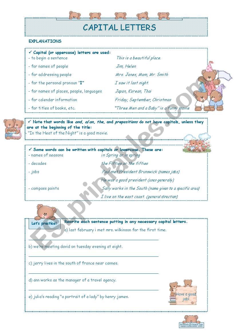 Capital Letters worksheet