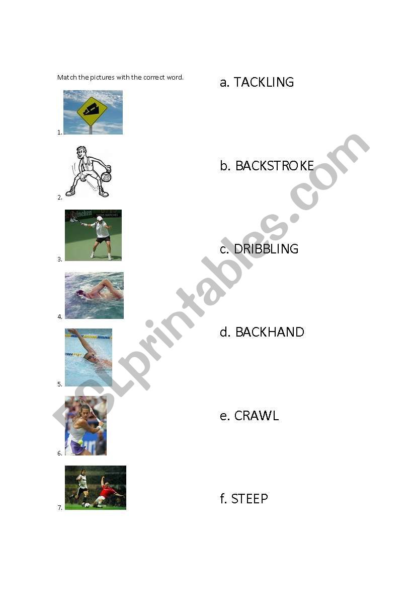 Sports worksheet