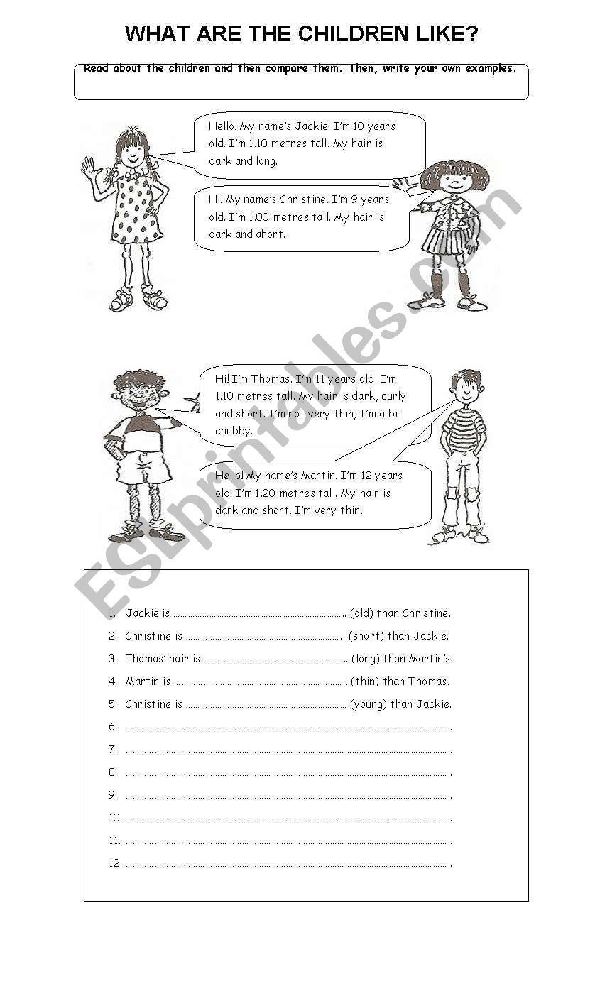 What are the children like? worksheet