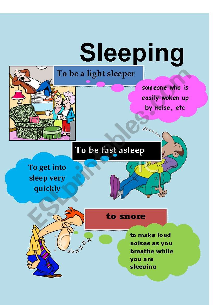 Sleeping and waking worksheet