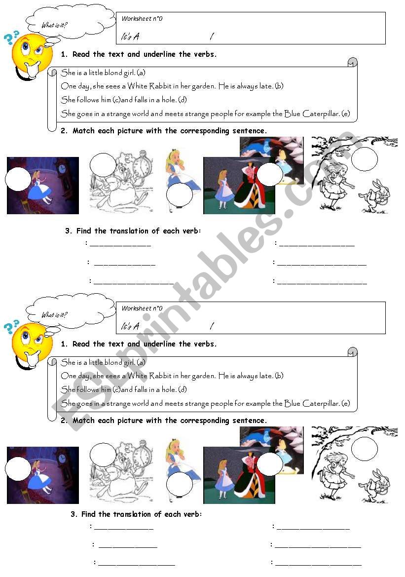 Alice in Wonderland (1/8) Introduction - Reading Activity