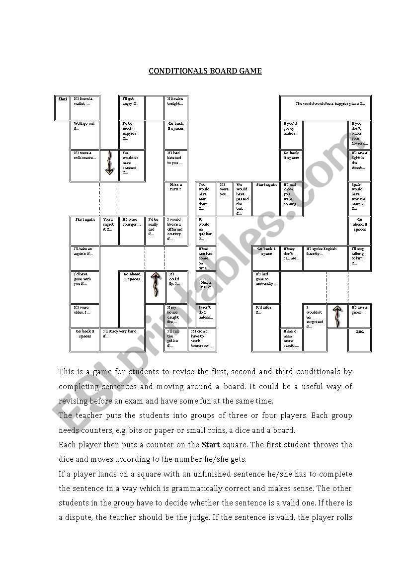 CONDITIONALS BOARD GAME worksheet