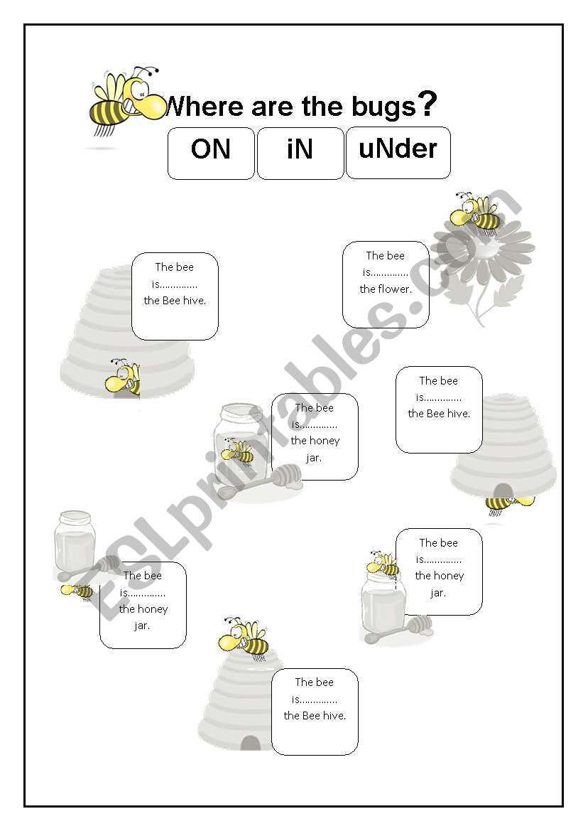 Prepositions IN ON UNDER worksheet