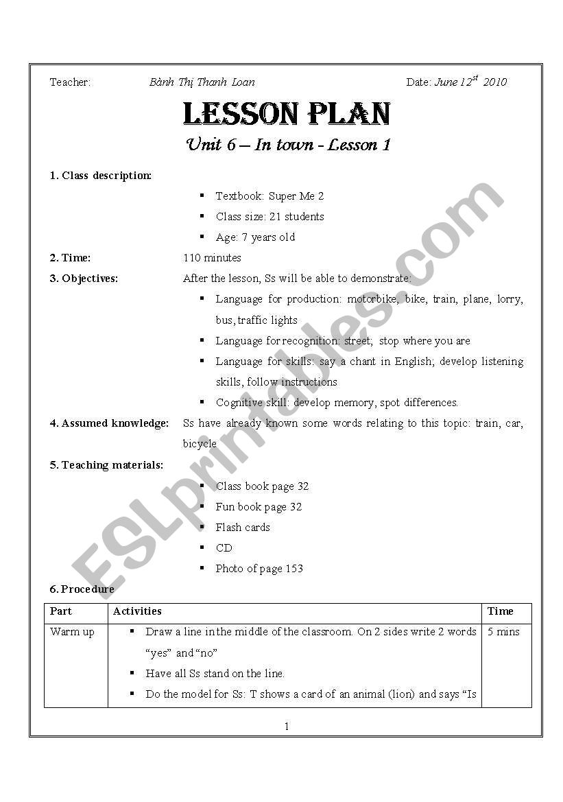 Transport worksheet