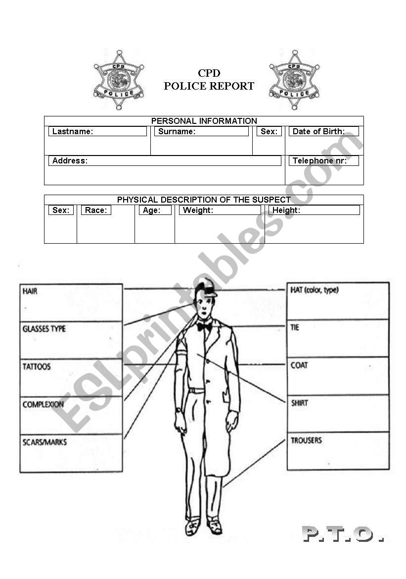 Crime Report worksheet