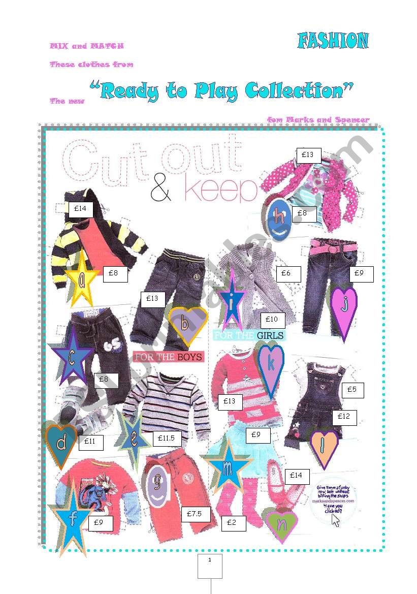 Cut out and keep: a worksheet about clothes for elementary students