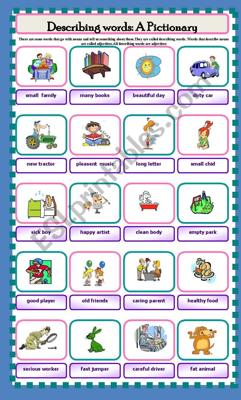 Describing words:  worksheet