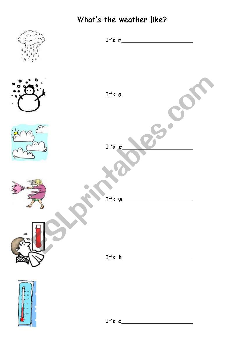 Weather Conditions worksheet