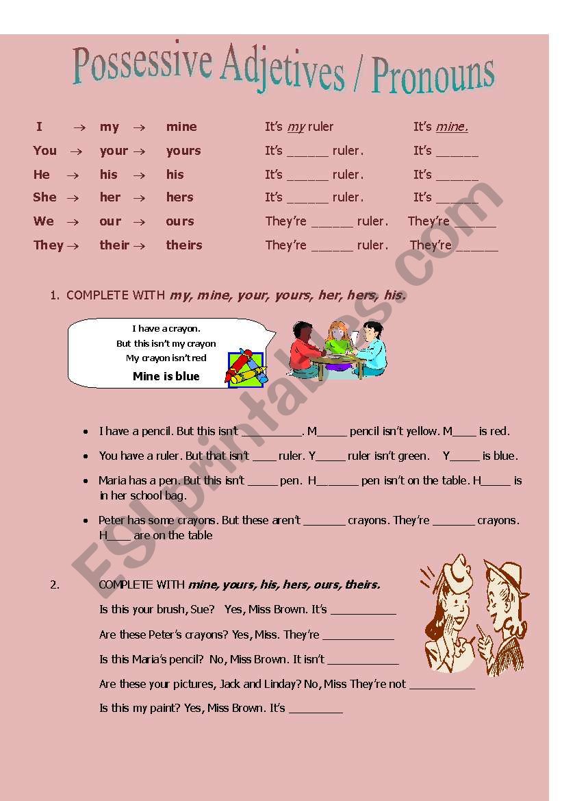 possessive adjectives and pronouns