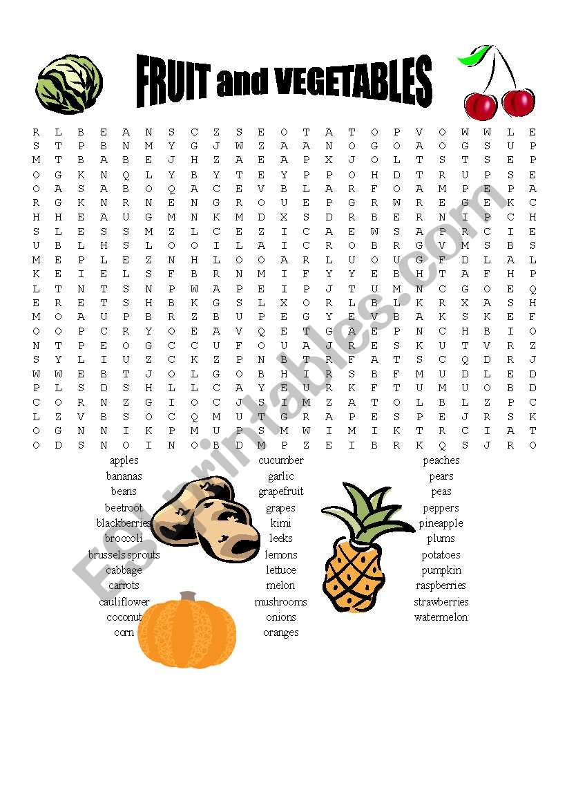 fruits and vegetables worksheet