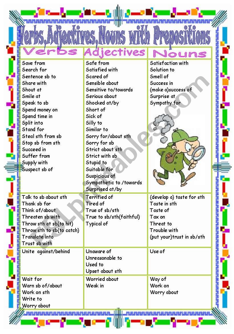 Verbs,Adjectives,Nouns with Prepositions(Part 4 S-W)