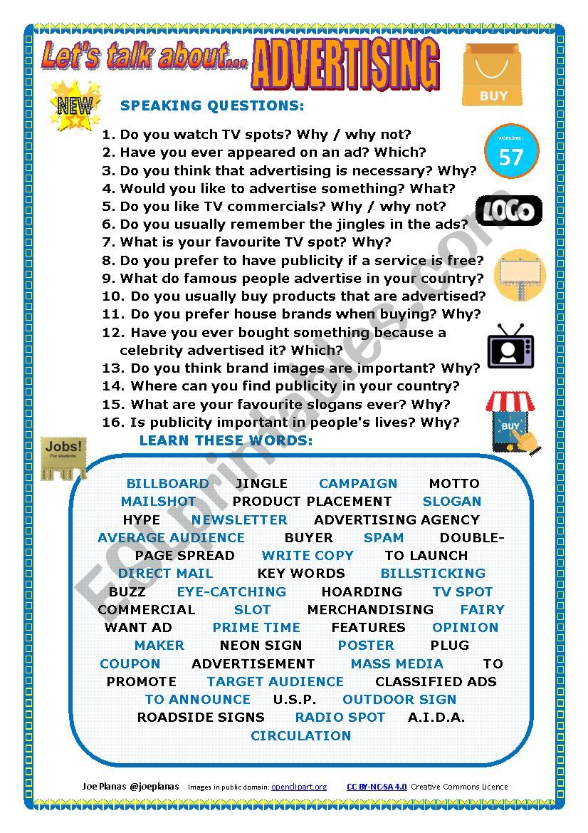 LETÂ´S TALK ABOUT ADVERTISING (SPEAKING SERIES 57) NEW VERSION