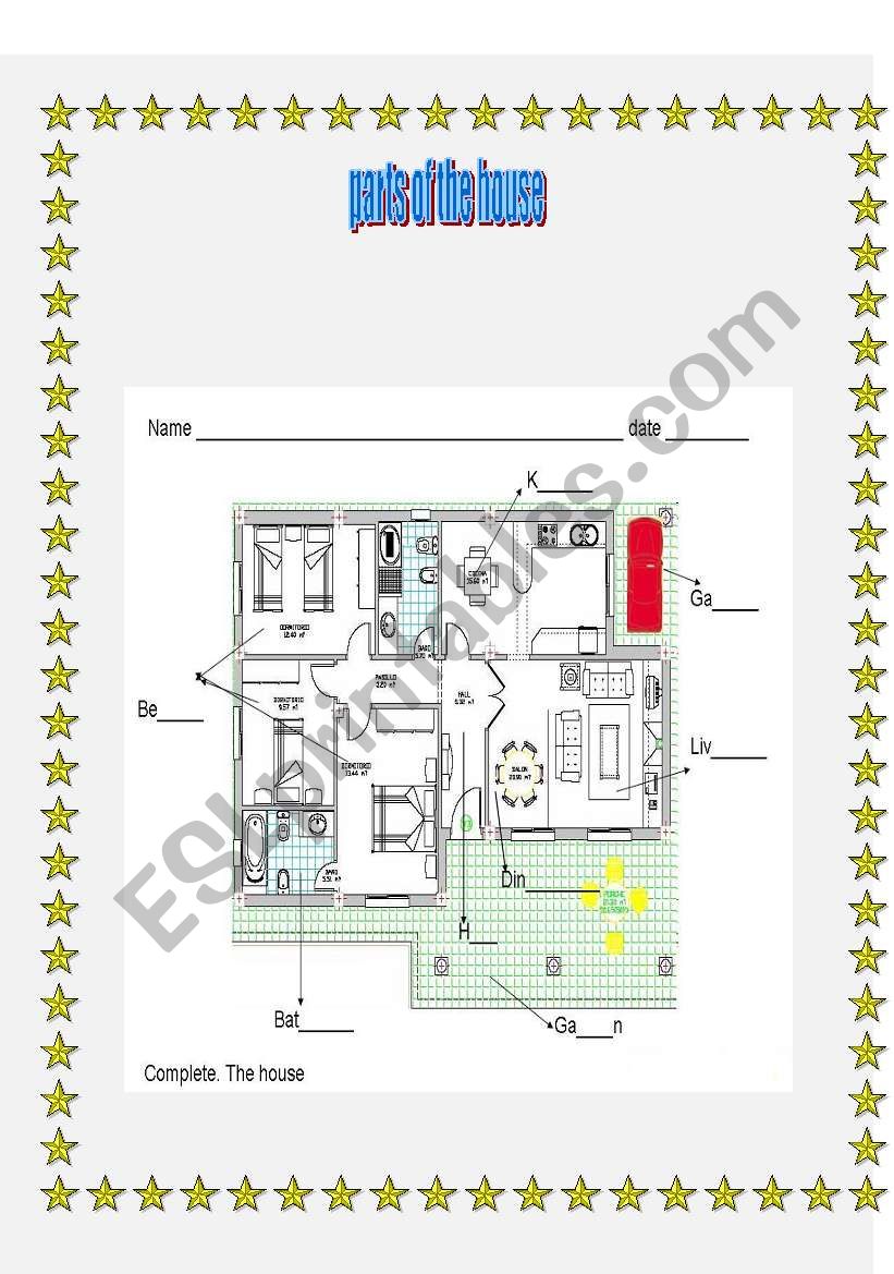 parts of the house worksheet