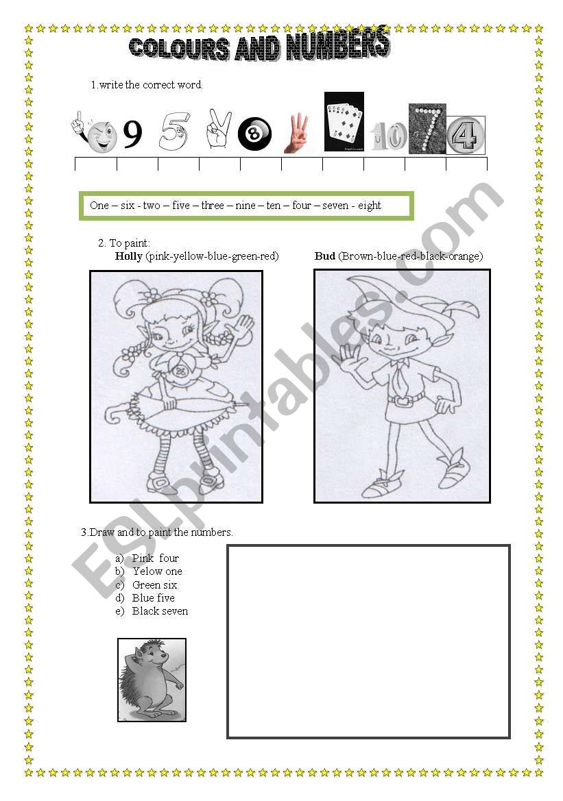 colours and numbers worksheet