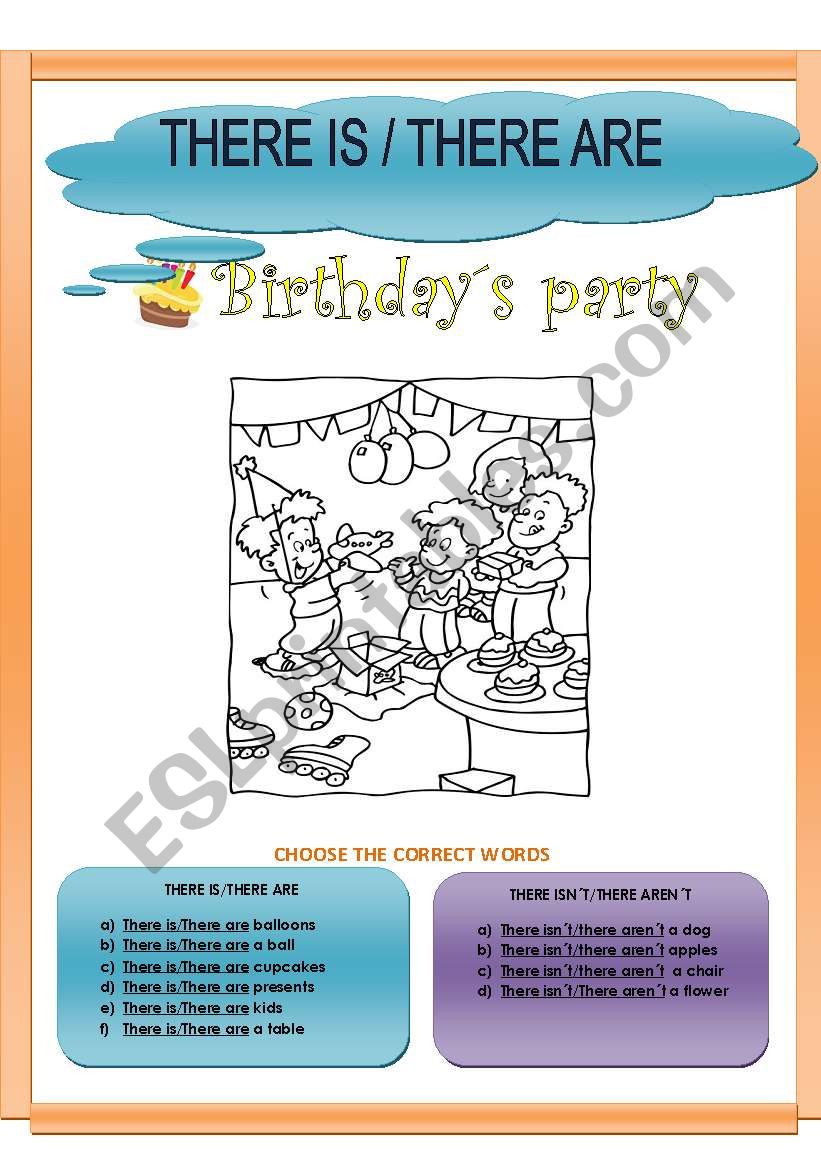 there is / there are birthday worksheet