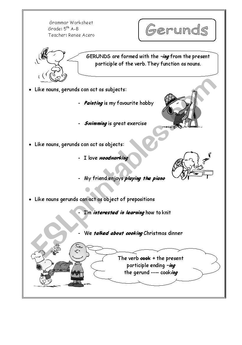 GERUNDS worksheet