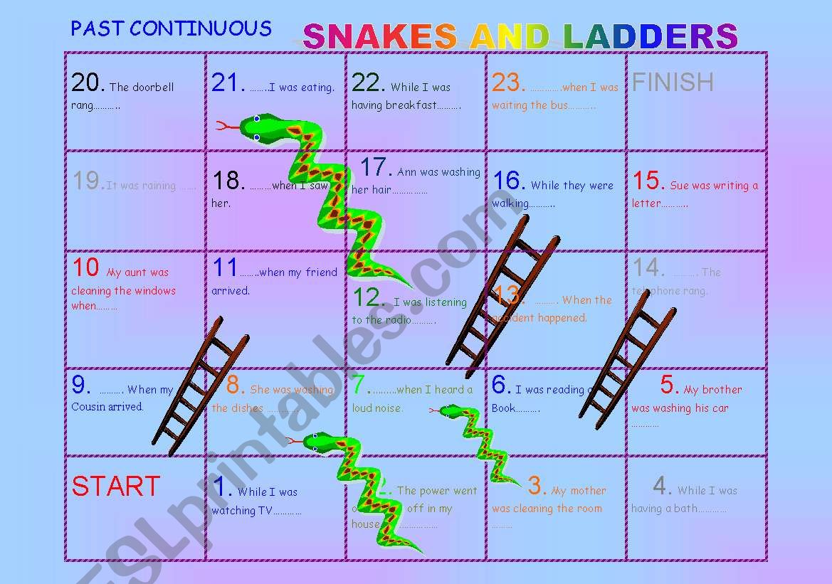 Snakes and Ladders-Past Continuous, past Simple