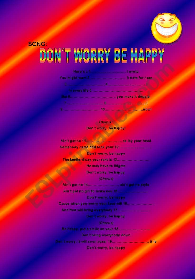 DONT WORRY BE HAPPY! worksheet
