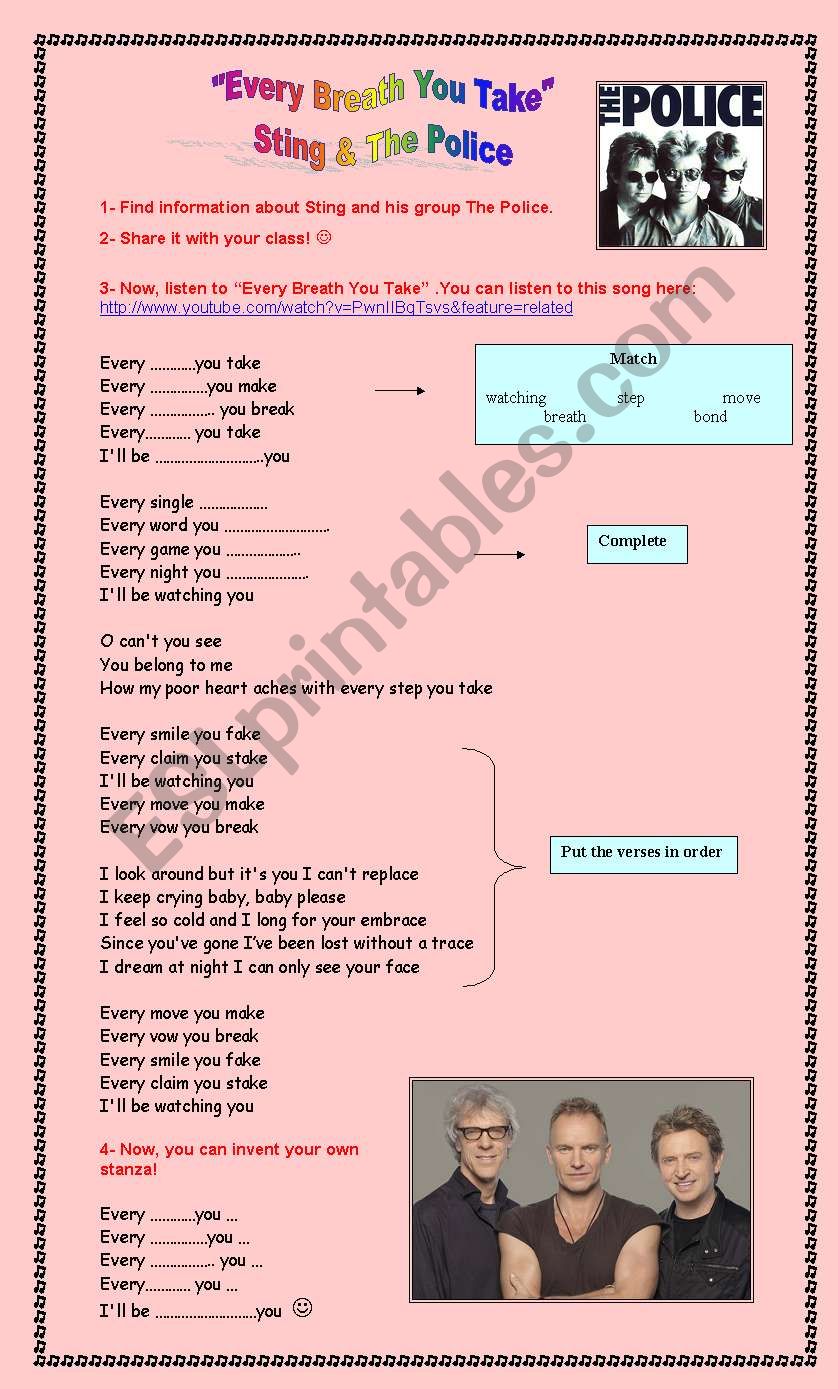 listening comprehension activity - listen to a song