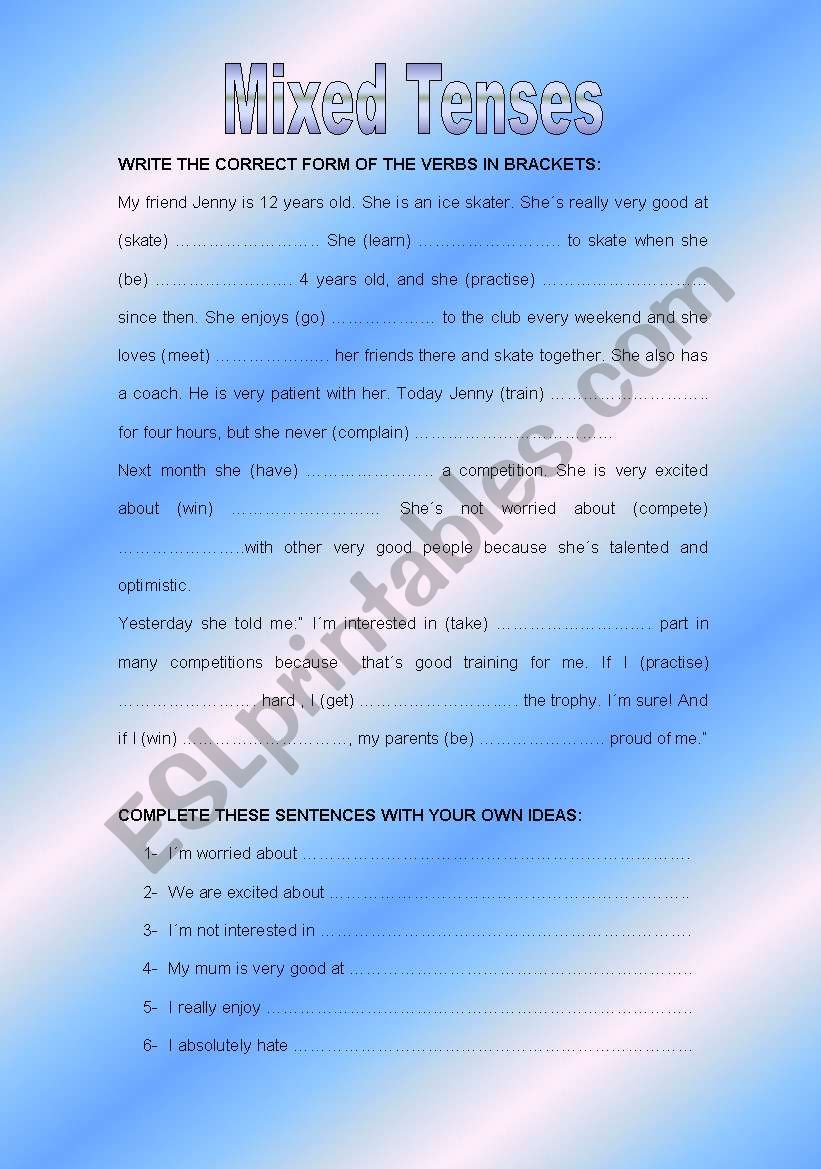 MIXED TENSES worksheet