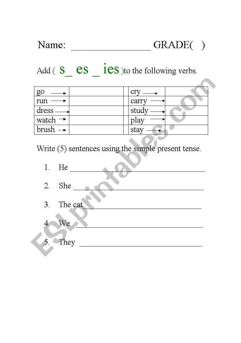 SIMPLE PRESENT worksheet