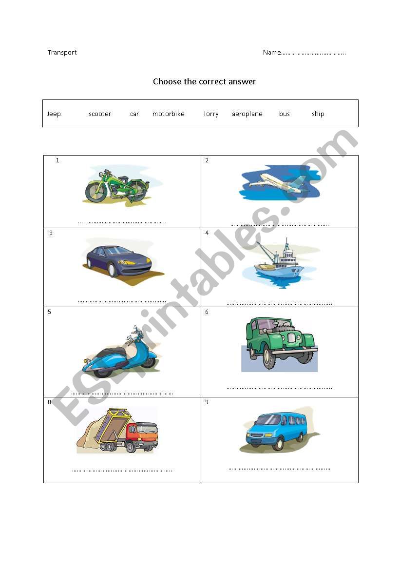 Transport worksheet