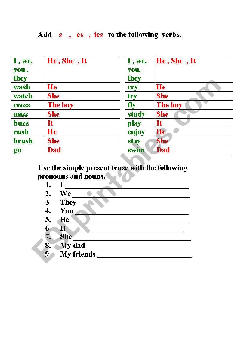 SIMPLE PRESENT worksheet