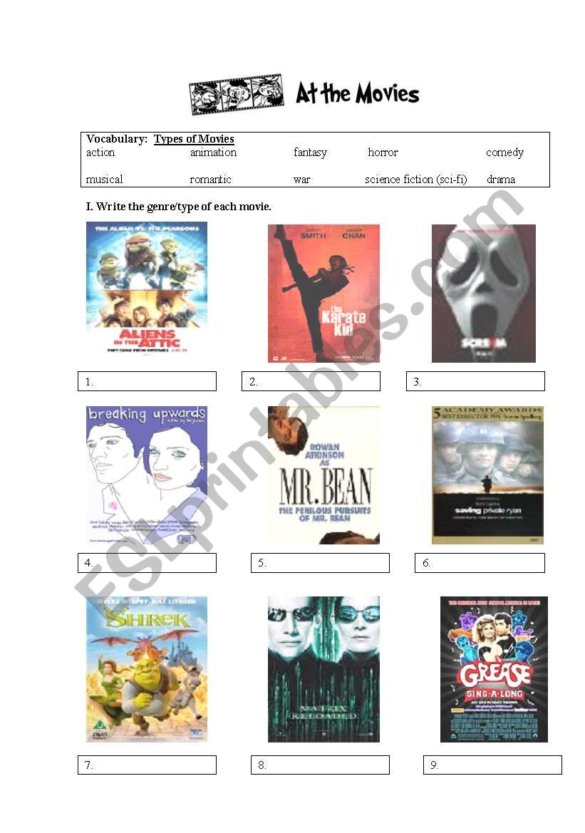 Movie Genres worksheet