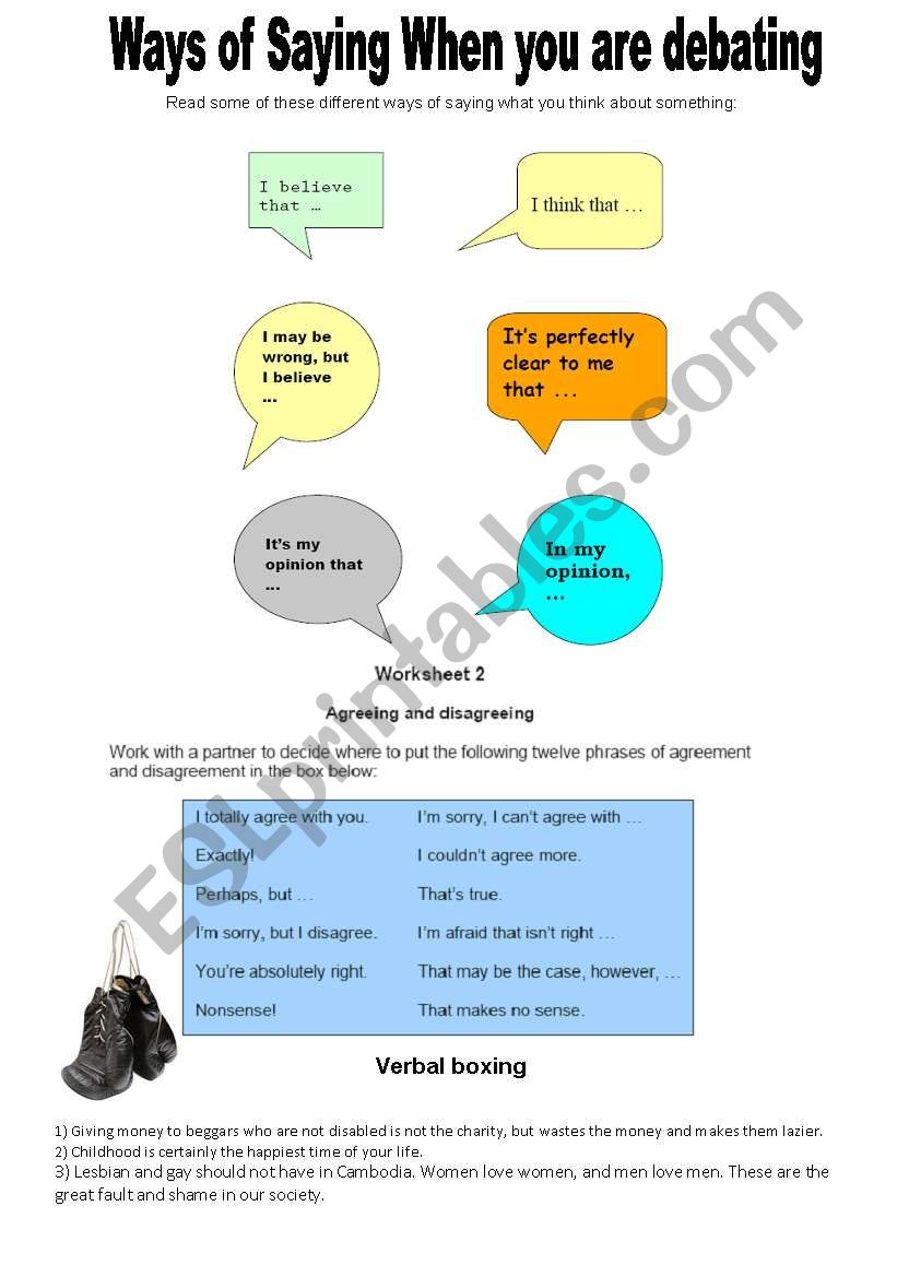 Debated Activity worksheet