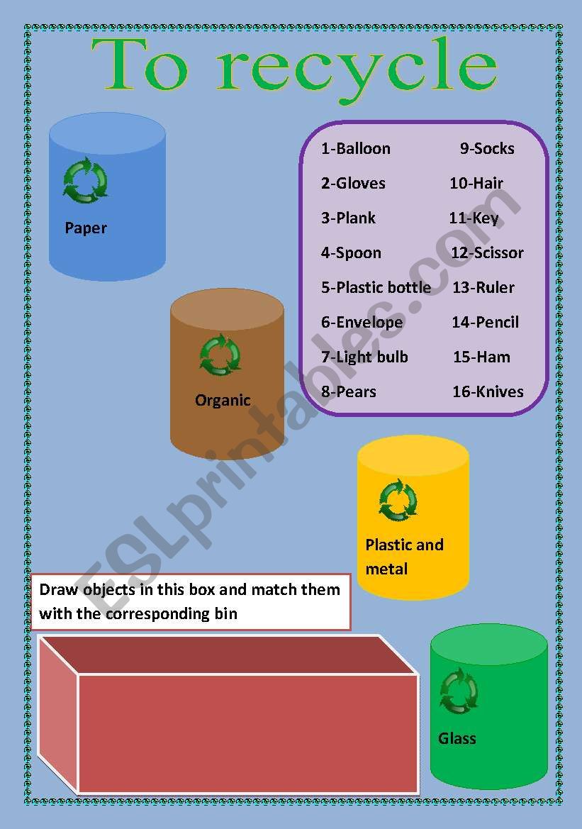 To recycle worksheet