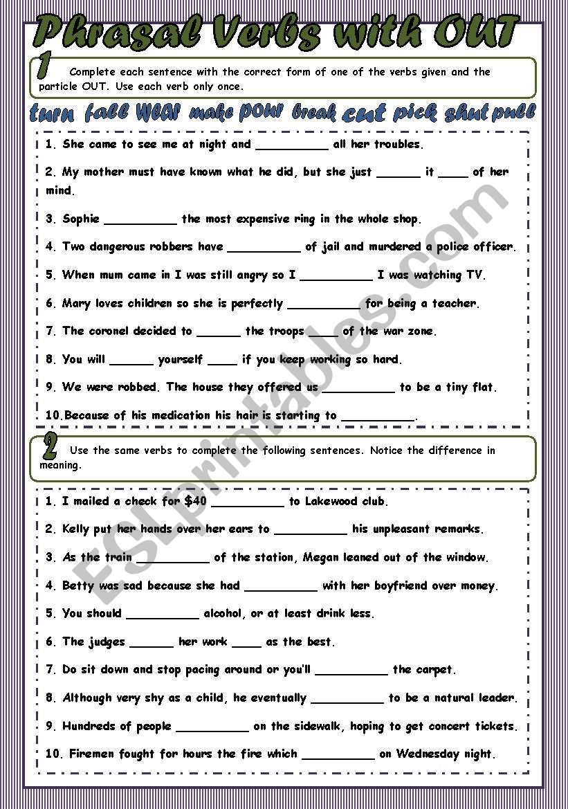 Phrasal Verbs with OUT worksheet
