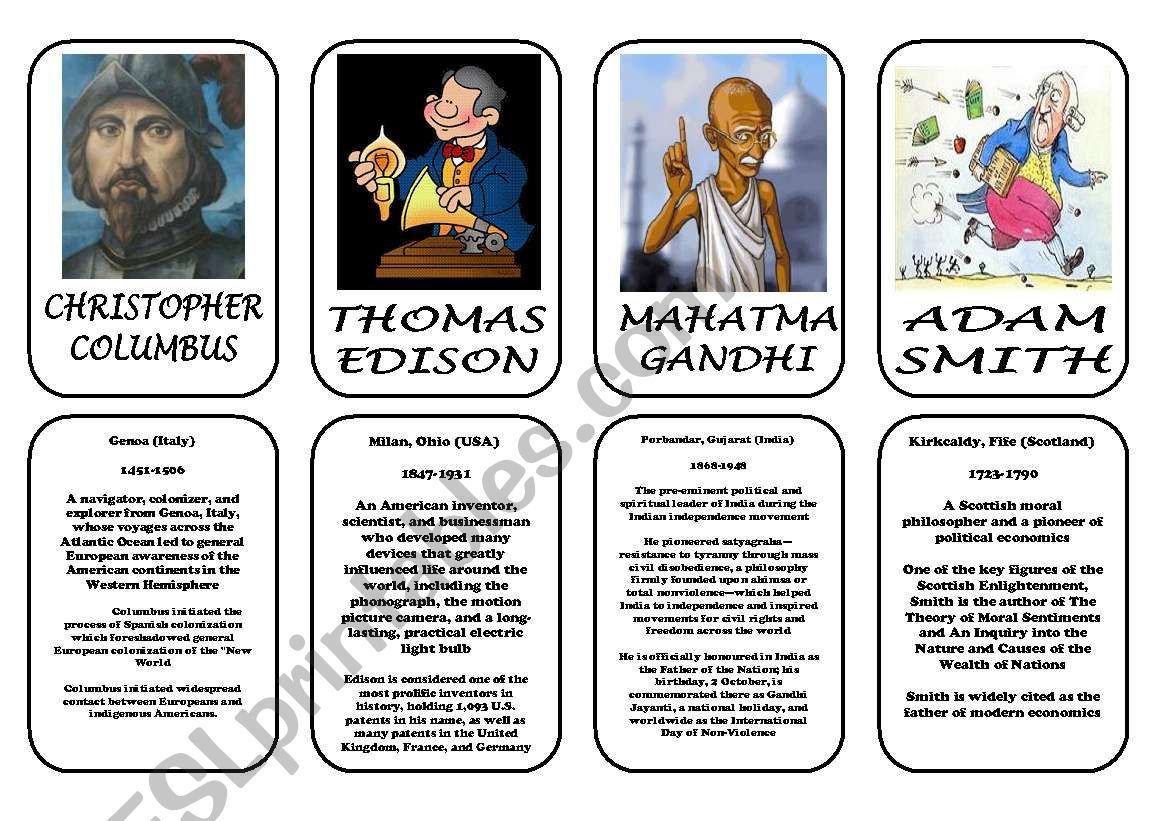 Famous people speaking cards (was,were) part 8